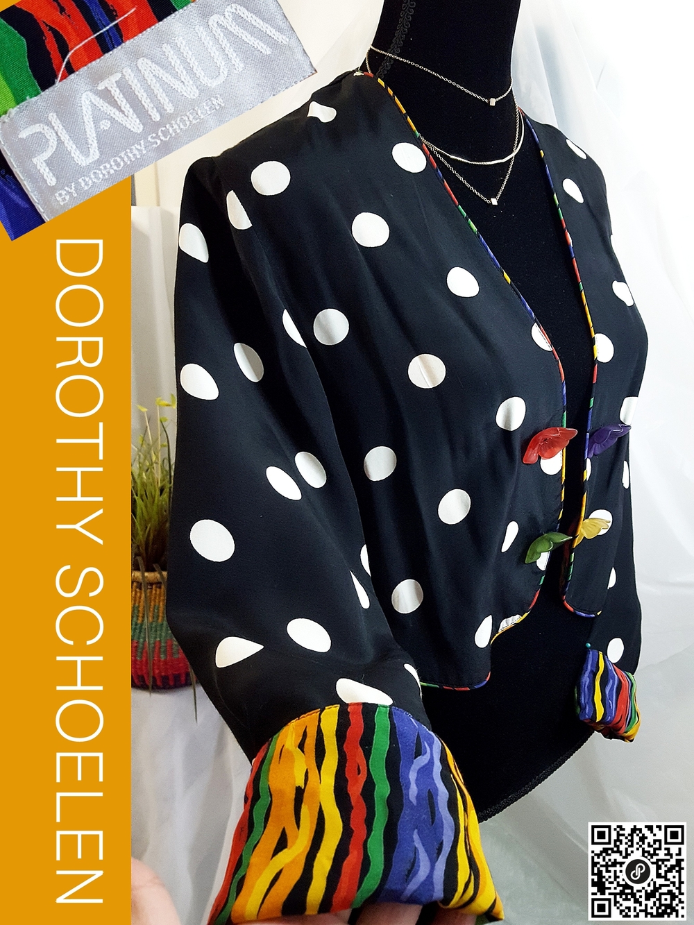Platinum by Dorothy Schoelen🌺Vintage Polka Dot Cropped Blazer Jacket